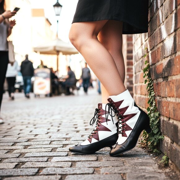 SHIPS FREE Rare Hot Topic Lace Up Funtasma Vintage Boots, Size 6, - Picture 1 of 9